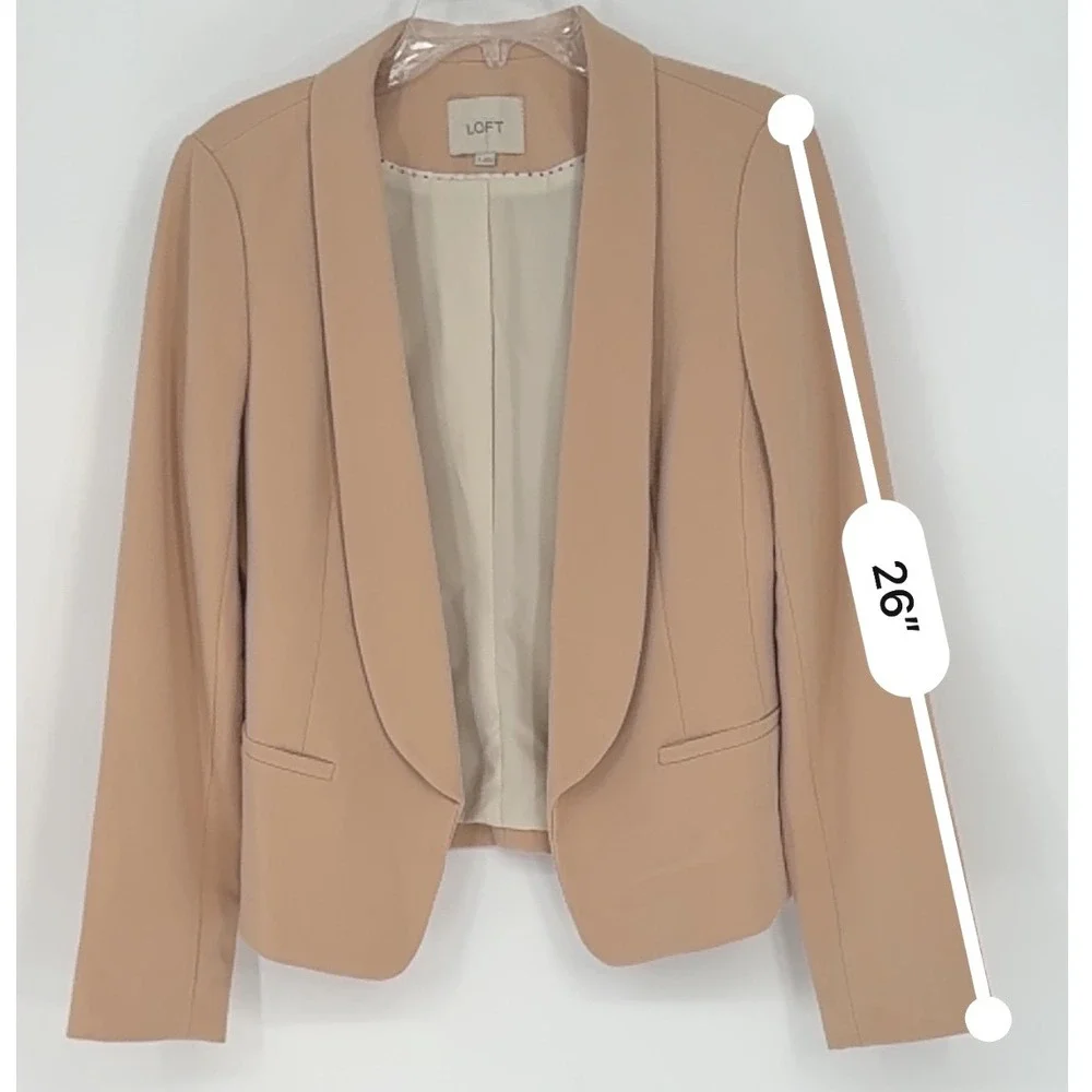 Ann Taylor Loft 6 Beige Open Front‎ Blazer Business Career Jacket Academia 92-50